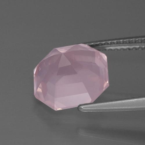 4,67 ctw natürlicher rosafarbener Rosenquarz, Smaragdschliff, Transparent