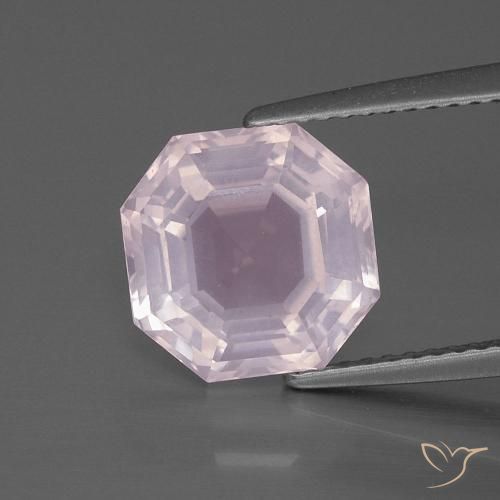 4.25ct Natürlicher hellrose-rosa Rosenquarz, Smaragdschliff, Transparent