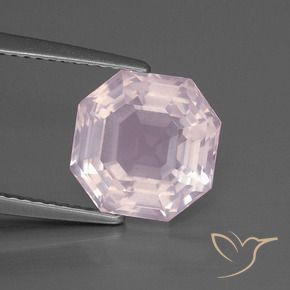 9,17 ctw natürlicher hellrose-rosa Rosenquarz, Oktagonschliff, Transparent