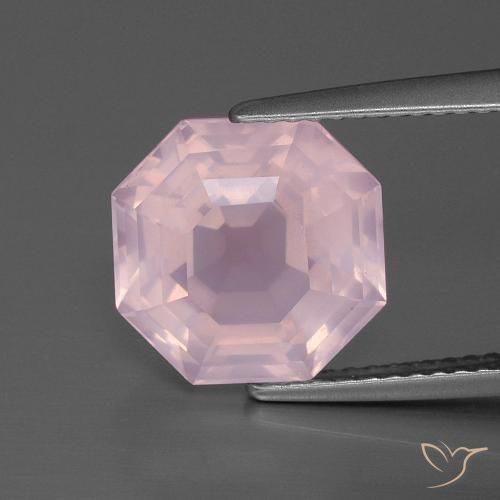 4.88ct Natürlicher hellrose-rosa Rosenquarz, Smaragdschliff, Transparent