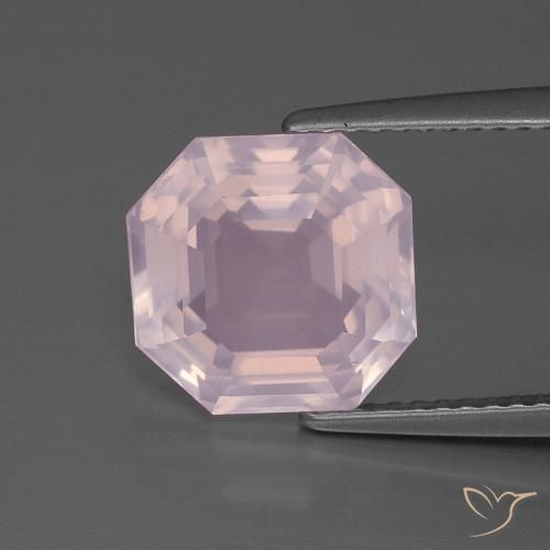 4.25ct Natürlicher hellrose-rosa Rosenquarz, Smaragdschliff, Transparent