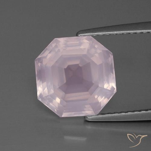 4.69ct Natürlicher hellrosa Rosenquarz, Smaragdschliff, Transparent
