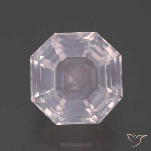 3.64ct Natürlicher Sehr helles Rosa Rosenquarz, Smaragdschliff, Transparent