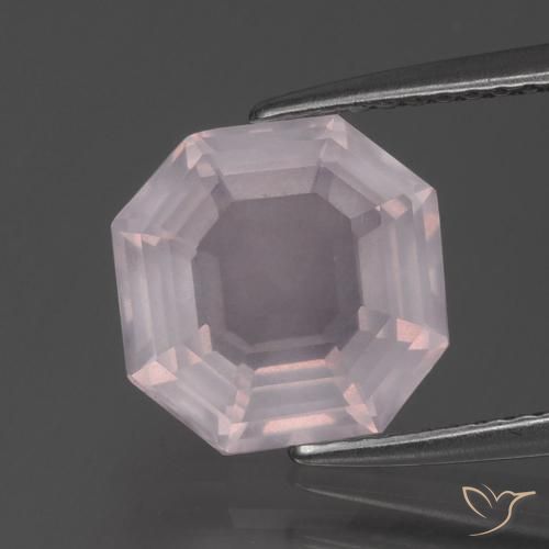3.45ct Natürlicher Sehr helles Rosenrosa Rosenquarz, Smaragdschliff, Transparent