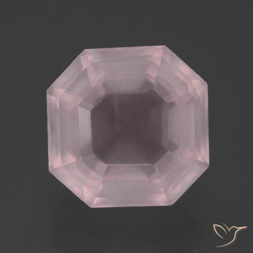 5.88ct Natürlicher hellrosa Rosenquarz, Smaragdschliff, Transparent