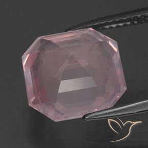 5,75 ctw natürlicher rosafarbener Rosenquarz, Smaragdschliff, Transparent