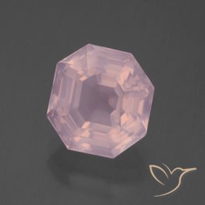 6,36 ctw natürlicher rosafarbener Rosenquarz, Smaragdschliff, Transparent