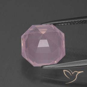 6,36 ctw natürlicher rosafarbener Rosenquarz, Smaragdschliff, Transparent