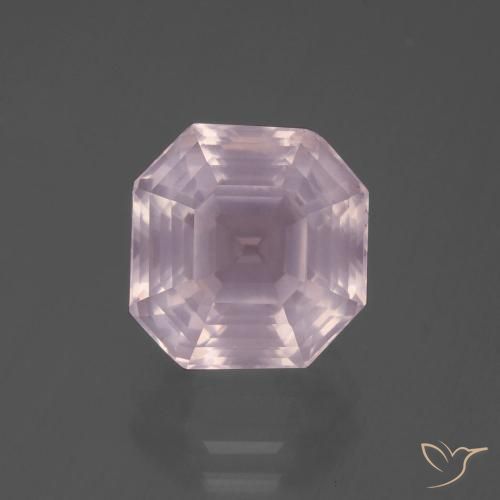 5.87ct Natürlicher hellrosa Rosenquarz, Smaragdschliff, Transparent