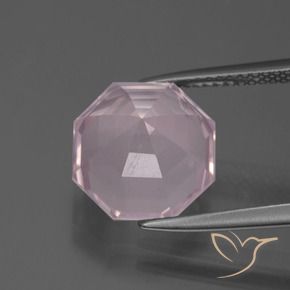 9,17 ctw natürlicher hellrose-rosa Rosenquarz, Oktagonschliff, Transparent