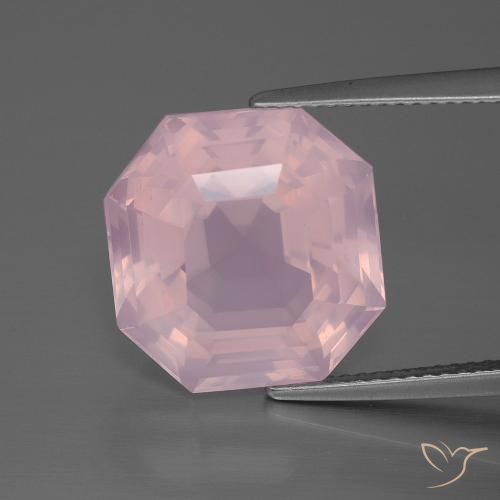 11.61ct Natürlicher Mittelrosa Rosa Rosenquarz, Smaragdschliff, Transparent