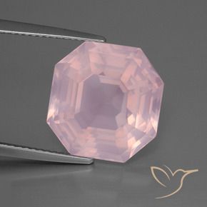 9,17 ctw natürlicher Mittelrosa Rosa Rosenquarz, Oktagonschliff, Transparent
