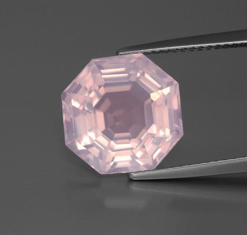 6,77 ctw natürlicher Hellrosa Rosenquarz, Smaragdschliff, Transparent