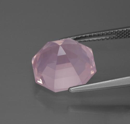 6,77 ctw natürlicher Hellrosa Rosenquarz, Smaragdschliff, Transparent