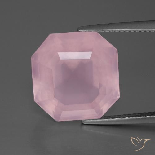 12.51ct Natürlicher Mittelrosa Rosa Rosenquarz, Smaragdschliff, Transparent