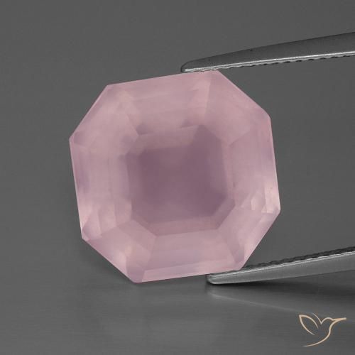 12.82ct Natürlicher Mittelrosa Rosa Rosenquarz, Smaragdschliff, Transparent