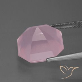 9,17 ctw natürlicher Mittelrosa Rosa Rosenquarz, Oktagonschliff, Transparent