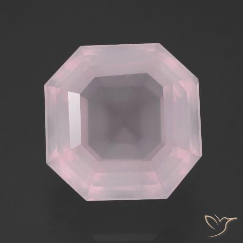 13.75ct Natürlicher hellrosa Rosenquarz, Smaragdschliff, Transparent