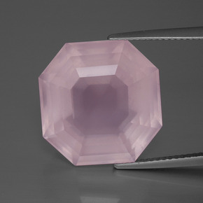 18,48 ctw natürlicher rosafarbener Rosenquarz, Smaragdschliff, Transparent