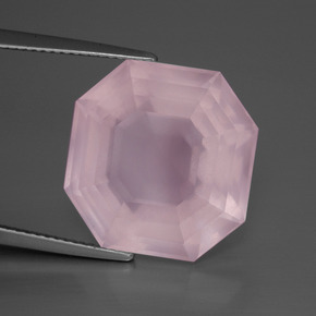18,48 ctw natürlicher rosafarbener Rosenquarz, Smaragdschliff, Transparent