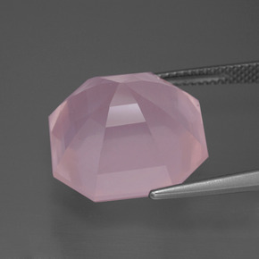 18,48 ctw natürlicher rosafarbener Rosenquarz, Smaragdschliff, Transparent