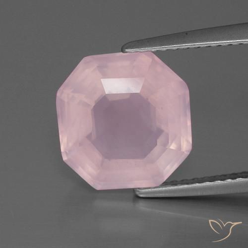 4.35ct Natürlicher Mittelrosa Rosa Rosenquarz, Smaragdschliff, Transparent