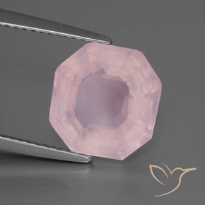 9,17 ctw natürlicher Mittelrosa Rosa Rosenquarz, Oktagonschliff, Transparent
