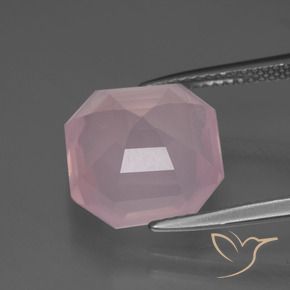 9,17 ctw natürlicher Mittelrosa Rosenquarz, Oktagonschliff, Transparent