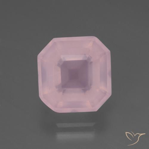 5.65ct Natürlicher Mittelrosa Rosenquarz, Smaragdschliff, Transparent