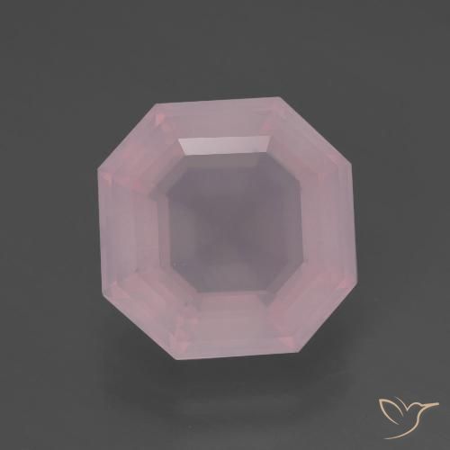 5.74ct Natürlicher hellrosa Rosenquarz, Smaragdschliff, Transparent