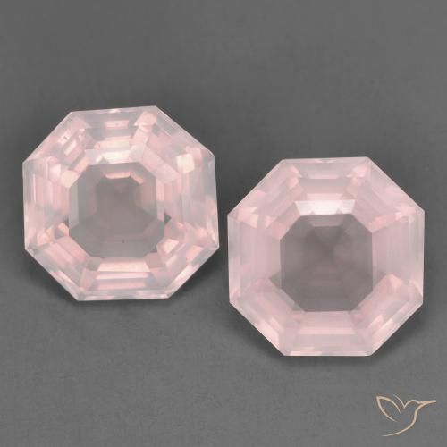6.52ctw Natürlicher hellrosa Rosenquarz, Smaragdschliff, Transparent