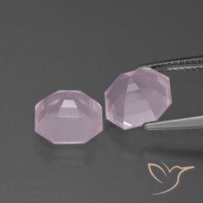 5.88 ct natürliche hellrosa Rosenquarz-Edelsteine, Oktagonschliff, Transparent