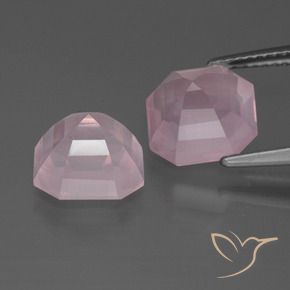 6.60 ct natürliche hellrosa Rosenquarz-Edelsteine, Oktagonschliff, Transparent