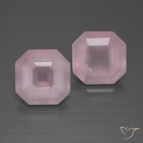 6.08ctw Natürlicher Mittelrosa Rosa Rosenquarz, Smaragdschliff, Transparent