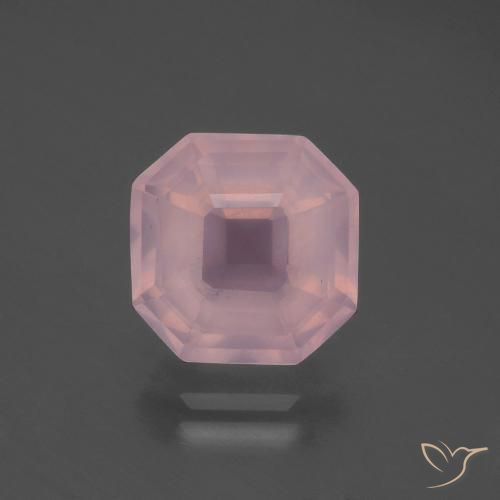 4.95ct Natürlicher Mittelrosa Rosenquarz, Smaragdschliff, Transparent