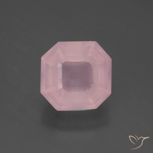 4.13ct Natürlicher Mittelrosa Rosenquarz, Smaragdschliff, Transparent