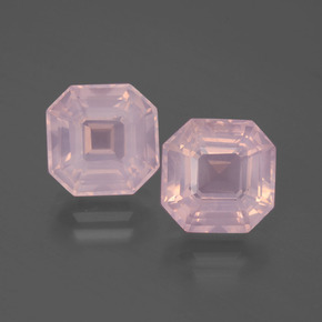 6.90 ct natürliche Mittelrosa Rosenquarz-Edelsteine, Smaragdschliff, Transparent