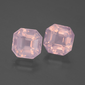 6.90 ct natürliche Mittelrosa Rosenquarz-Edelsteine, Smaragdschliff, Transparent