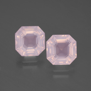 5.34 ct natürliche hellrosa Rosenquarz-Edelsteine, Smaragdschliff, Transparent