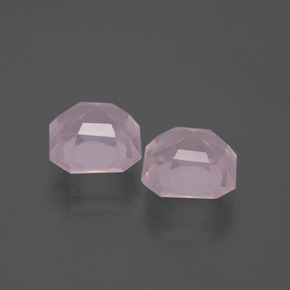 5.34 ct natürliche hellrosa Rosenquarz-Edelsteine, Smaragdschliff, Transparent