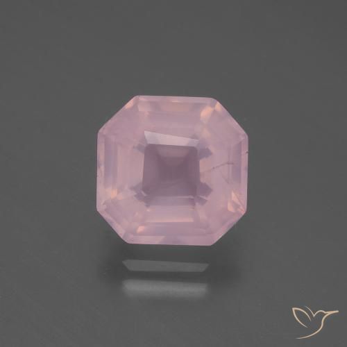3.96ct Natürlicher rose-rosa Rosenquarz, Smaragdschliff, Transparent