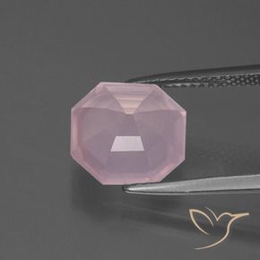 9,17 ctw natürlicher hellrosa Rosenquarz, Oktagonschliff, Transparent