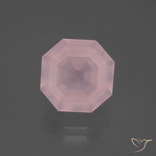 4.94ct Natürlicher hellrose-rosa Rosenquarz, Smaragdschliff, Transparent