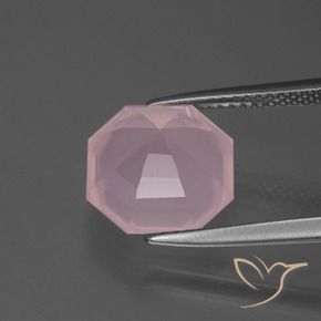 9,17 ctw natürlicher hellrose-rosa Rosenquarz, Oktagonschliff, Transparent