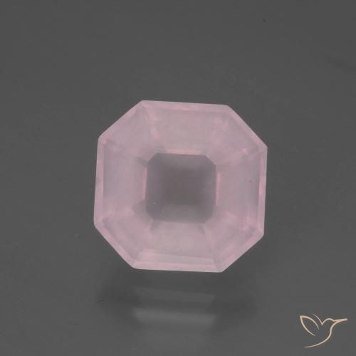 5.34ct Natürlicher rose-rosa Rosenquarz, Smaragdschliff, Transparent