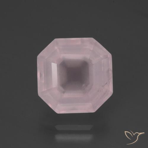 5.19ct Natürlicher hellrosa Rosenquarz, Smaragdschliff, Transparent