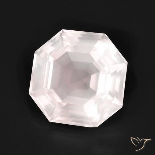5.10ct Natürlicher Sehr helles Rosenrosa Rosenquarz, Smaragdschliff, Transparent