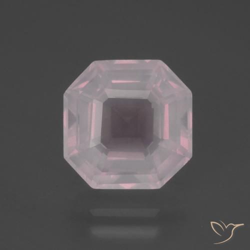 4.48ct Natürlicher hellrose-rosa Rosenquarz, Smaragdschliff, Transparent