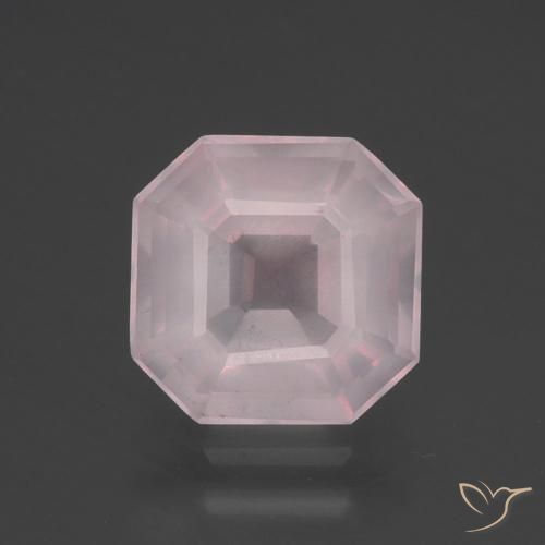 3.36ct Natürlicher Sehr helles Rosenrosa Rosenquarz, Smaragdschliff, Transparent