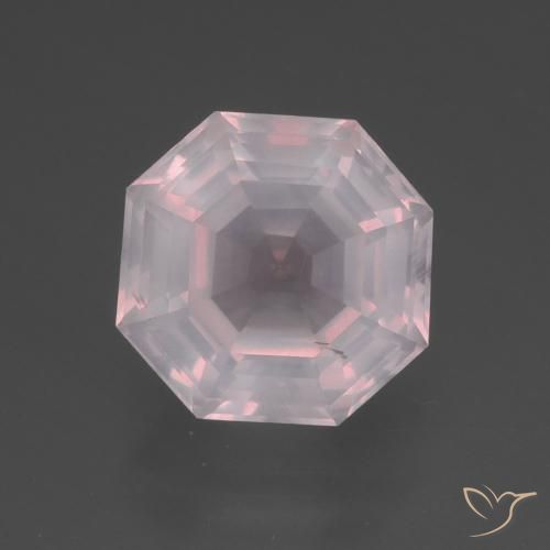 3.82ct Natürlicher Sehr helles Rosa Rosenquarz, Smaragdschliff, Transparent